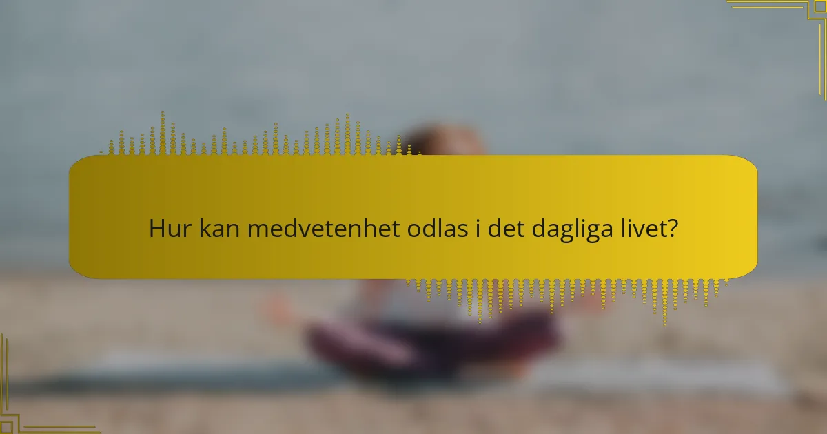 Hur kan medvetenhet odlas i det dagliga livet?