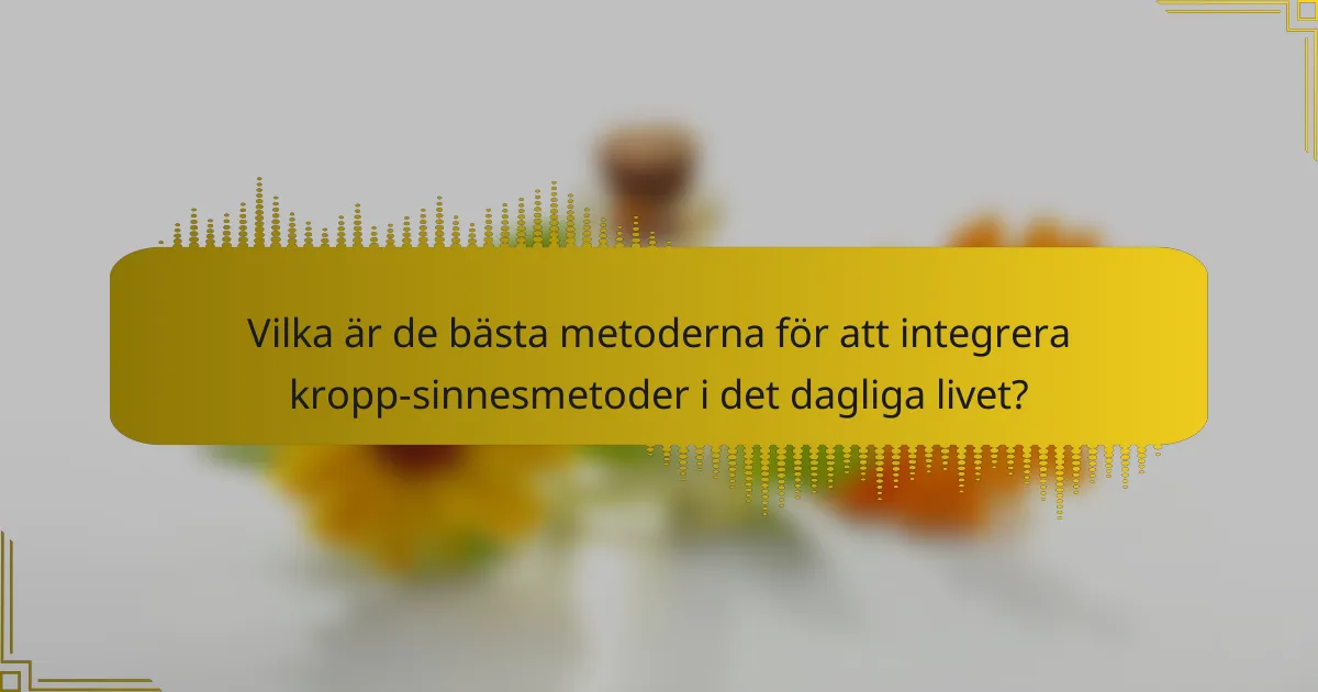 Vilka är de bästa metoderna för att integrera kropp-sinnesmetoder i det dagliga livet?