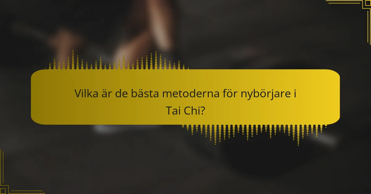 Vilka är de bästa metoderna för nybörjare i Tai Chi?