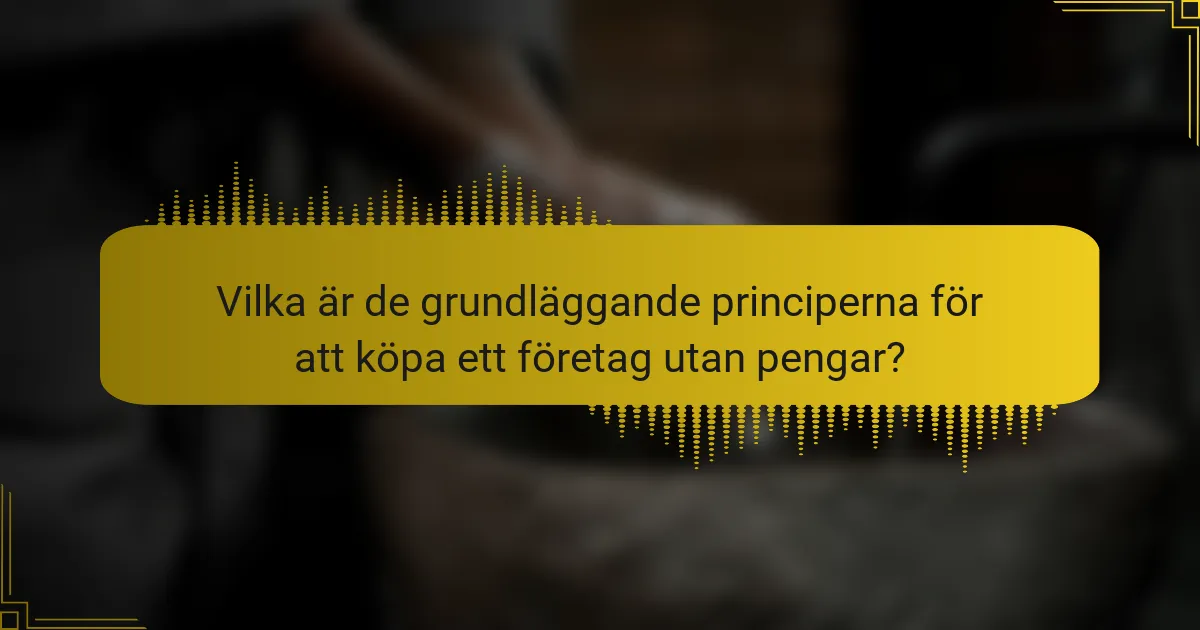 Vilka är de grundläggande principerna för att köpa ett företag utan pengar?
