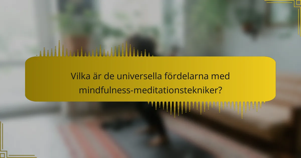 Vilka är de universella fördelarna med mindfulness-meditationstekniker?