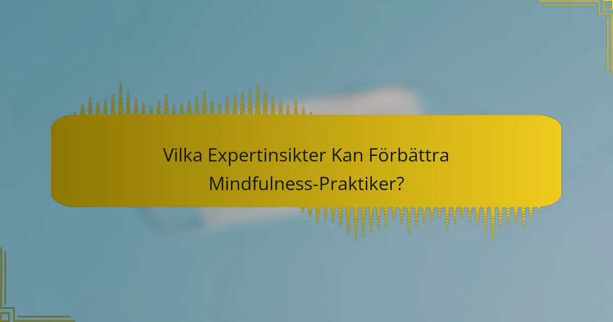 Vilka Expertinsikter Kan Förbättra Mindfulness-Praktiker?