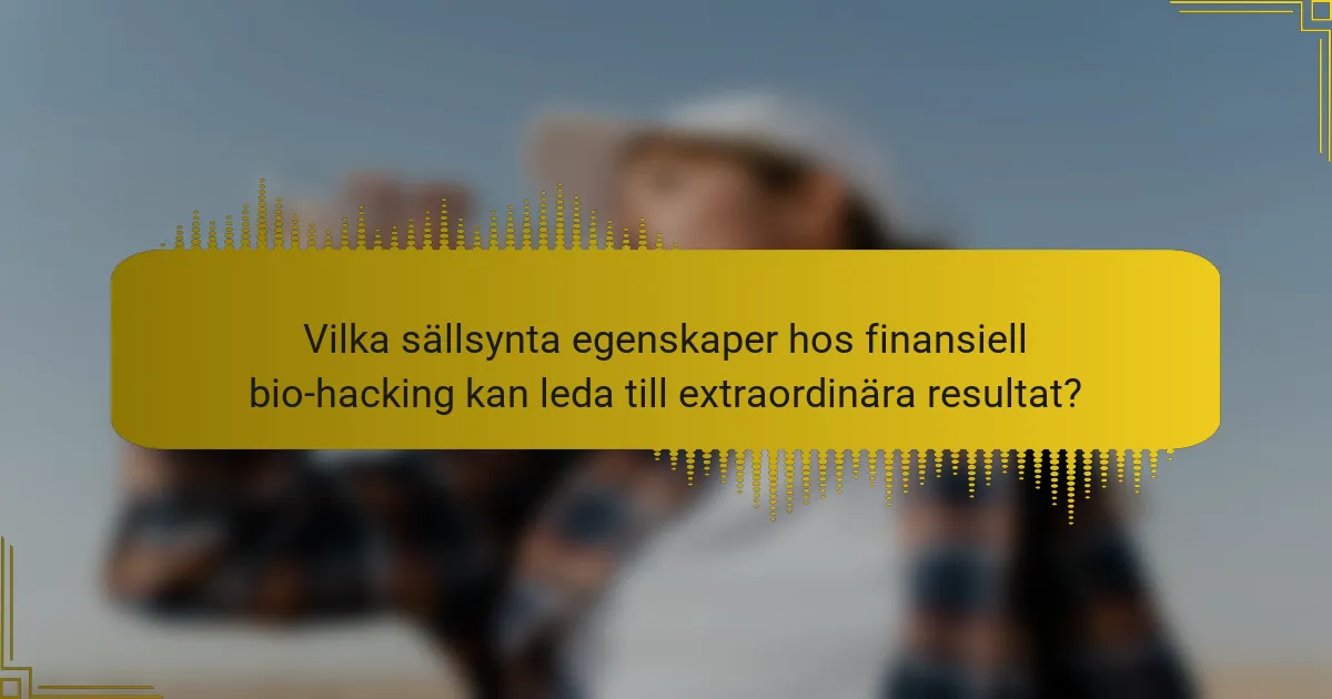 Vilka sällsynta egenskaper hos finansiell bio-hacking kan leda till extraordinära resultat?
